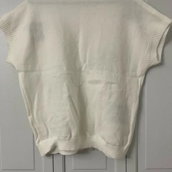 White Sweater with Black Bow Accents - Picture 2 of 2